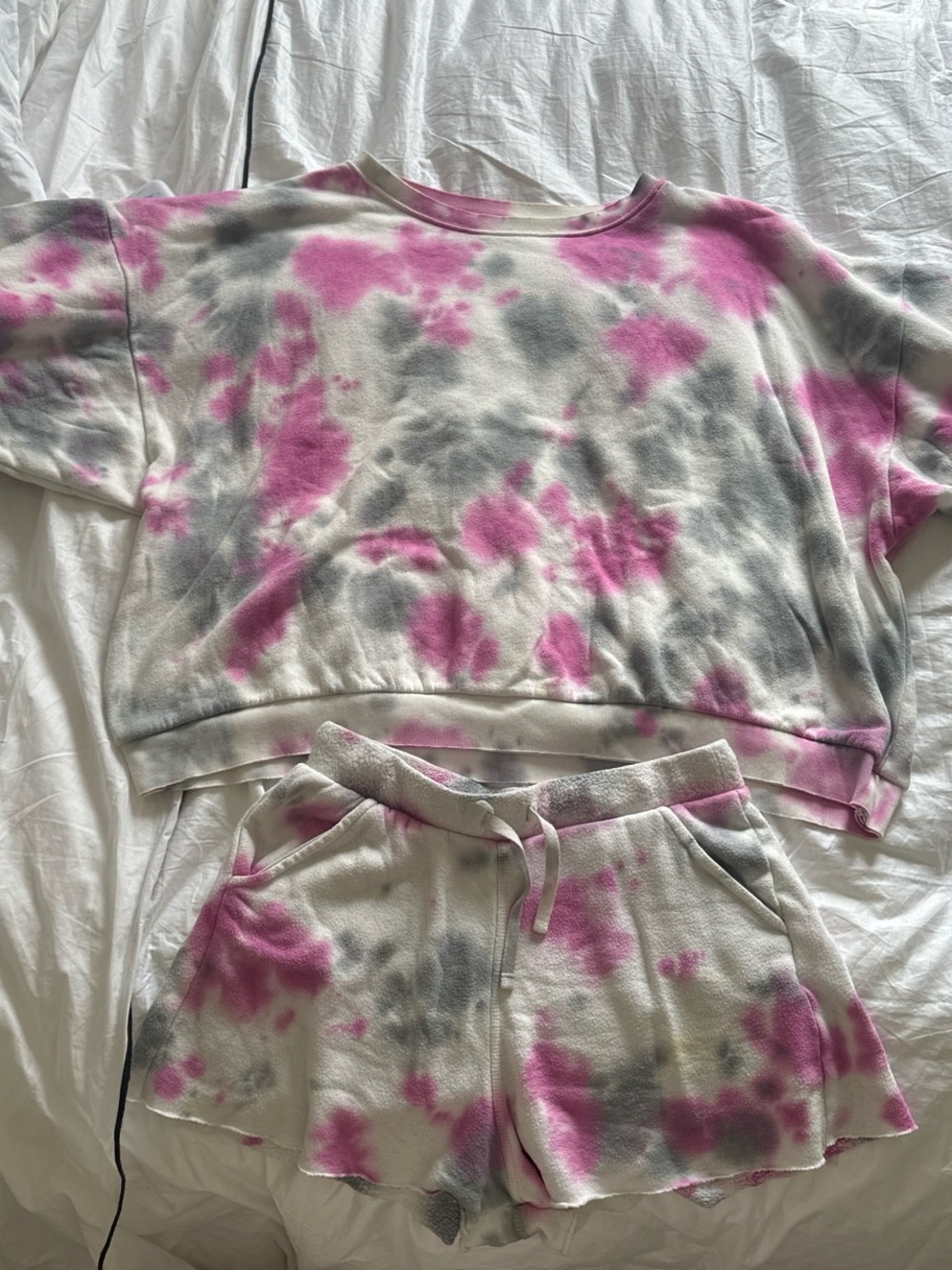 Free People Pink & Gray Tie-Dye matching set